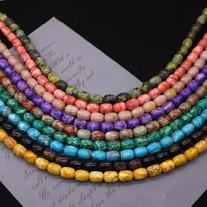 Perle ovali in turchese sintetico colorato per la creazione di collane di gioielli fai da te