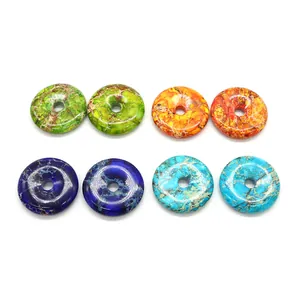 Natural emperor stone donut pendants in multiple colors for DIY jewelry making and crafts