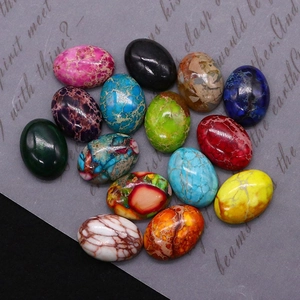 Varios cabujones ovalados de turquesa y piedra imperial para joyería y anillos DIY