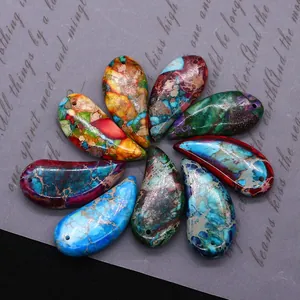 Pendenti in diaspore imperiale colorato a goccia con foro per creazione gioielli DIY