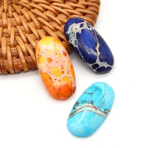 Natural Dyed Imperial Stone Oval Cabochon Beads For DIY Ring Necklace Jewelry Making Synthetic Turquoise Stone Accessory