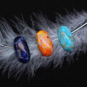 Polished oval synthetic turquoise and marble beads for DIY jewelry making accessories