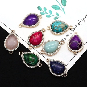 Connecteurs de gemmes en forme de goutte avec strass brillants pour création de bijoux DIY
