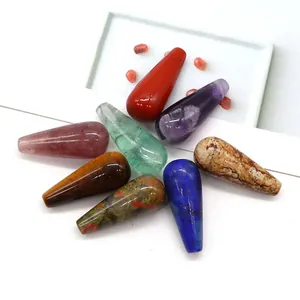 Pendenti a goccia in pietre semipreziose naturali lucide in vari colori e materiali