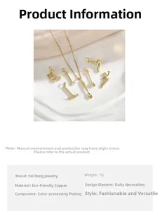 Detailed view of lightweight copper necklace set with diverse novelty golden charms