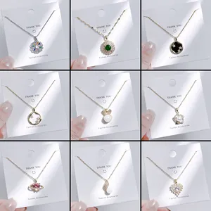 Mode Edelstahl Anhänger Halskette Für Damen Zirkon Künstliche Perle Herz Schmetterling Schlüssel Stern Luxus Schlüsselbein Schmuck