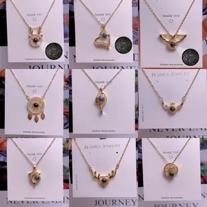 Titanium Steel 100 Languages I Love You Projection Pendant Necklace For Women Gold Plated Rhinestone Heart Antler Clover Moon Jewelry