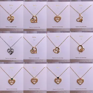 Elegante Collar de Colgante de Corazón de Cobre Con Letra Mom Diamantes de Imitación Zirconia Para Mujer Regalo Día de la Madre