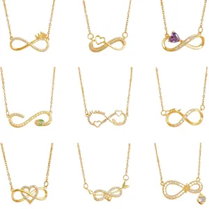 Goldene Infinity-Halsketten mit Zirkonia-Akzenten und verschiedenen Design-Elementen
