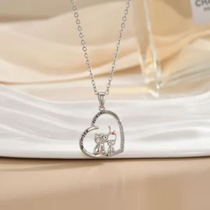 Silberne Herz Elefant Kette mit Roségold Akzenten und Love You Forever Gravur für Damen