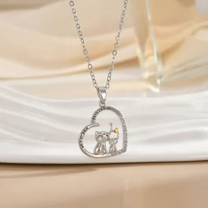 Silberne Herzkette mit Elefanten Anhänger und Love you forever Gravur Geschenk