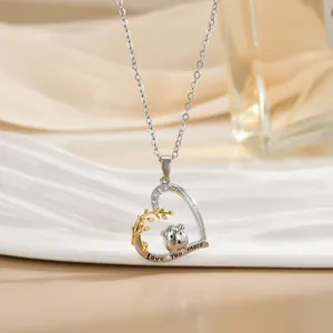 Süße herzförmige Tier-Faultier-Halskette mit Love You More Gravur und Kristallen