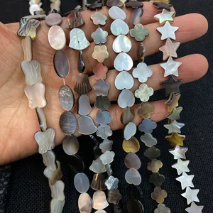 Natural mother of pearl shell beads in star and heart shapes for DIY jewelry making