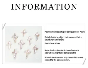Détail de perles d'eau douce baroques blanches en forme de croix pour la création de bijoux