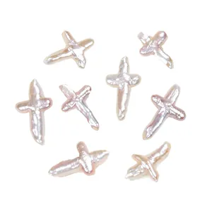 Künstliche Perles en Vrac Baroques Naturelles d'Eau Douce Forme de Croix Künstliche Perle Irrégulière pour la Fabrication de Bijoux DIY Accessoires Collier