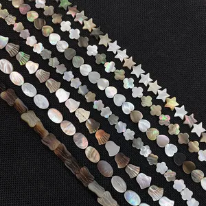 Natural iridescent seashell beads in heart and star shapes for DIY jewelry making