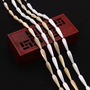 Natural Shell Teardrop Loose Beads Mother Of Artificial Pearl Water Drop Spindle Beads For DIY Jewelry Making Necklace Earring Craft