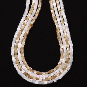 Natural seashell square beads necklace with five layers of shimmering mother of pearl shell