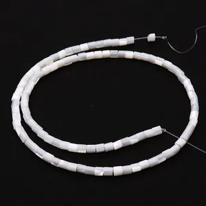 Natural white shell cylinder beads with iridescent luster for DIY jewelry making