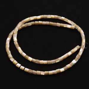 Natural cylindrical shell beads for DIY jewelry making in pearl white and brown shades