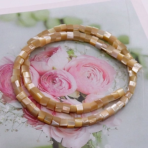 Natural cube shell beads in golden champagne tones for DIY jewelry necklaces