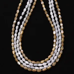 Natürliche Perlmuttschalenperlen in Tropfenform für DIY-Schmuck in Weiß und Braun