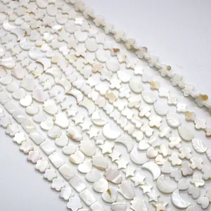 Natural Freshwater White Shell Loose Beads Multiple Shapes For DIY Necklace Bracelet Making Jewelry Finding Accessory