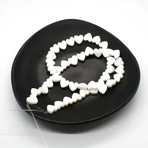 Natural white freshwater shell heart shaped loose beads for DIY jewelry making