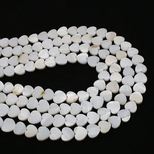 Perles en nacre naturelle en forme de cœur pour la fabrication de bijoux DIY et artisanat