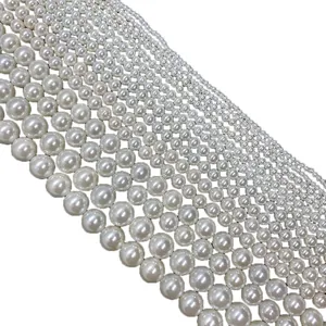 Round White Glass Artificial Pearl Loose Beads Faux Shell Artificial Pearl Lacquered Beads For DIY Necklace Bracelet Jewelry Making Accessories