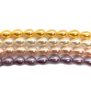 Tropfenförmige Perlen aus Gold, Weiß, Rosa und Lila für die DIY Schmuckherstellung