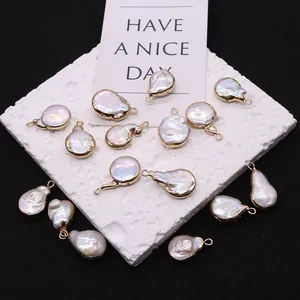 Barokke zoetwaterparel hanger met gouden rand voor DIY halskettingen en sieraden maken