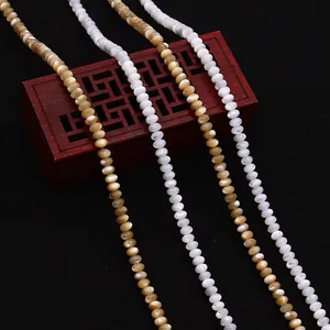 Natural seashell abacus beads for DIY jewelry making in gold and white colors