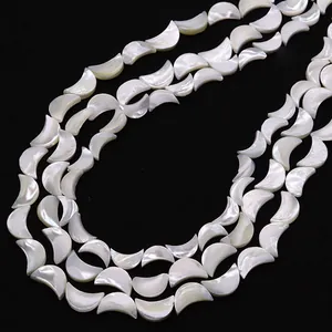 Natürliche weiße Perlmuttperlen in Mondsichelform mit schillerndem Glanz für Schmuck
