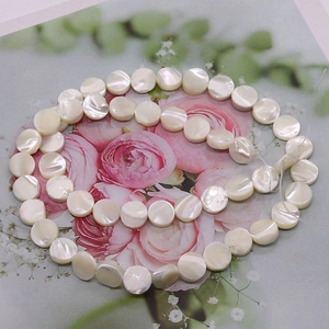Natural white shell beads round flat disk shape for DIY necklace and jewelry making