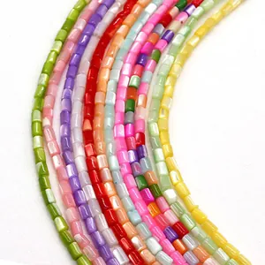 Perle distanziatrici cilindriche in conchiglia colorata 3x5mm per creazione di gioielli