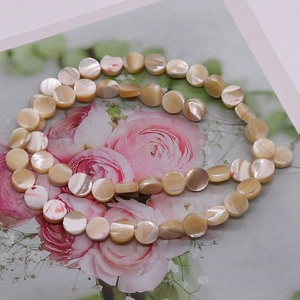 Natural mother of pearl shell flat round beads for DIY jewelry making and crafts