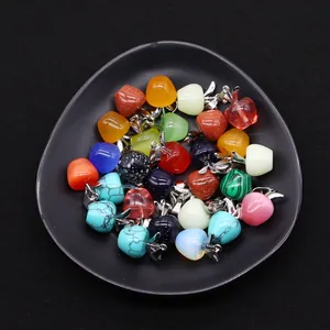 Appelvormige natuurstenen hangers van opaal en goudsteen voor DIY sieraden maken