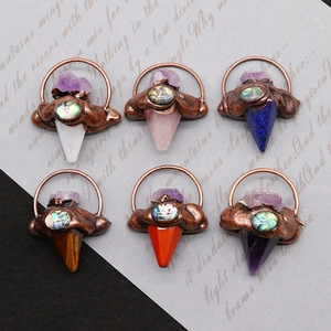 Pendentifs en pierre naturelle en forme de flèche avec nacre d'abalone et cuivre bohème