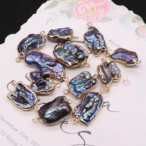 Unregelmäßige Barock-Pfauenperlen mit vergoldeten Anschlüssen für DIY-Schmuck