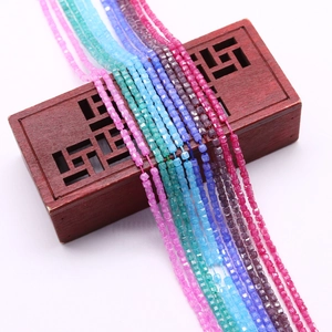 Faceted Cube Zirconia Natural Stone Loose Beads Straight Hole Square Ice Flower Beads For DIY Jewelry Making Accessories