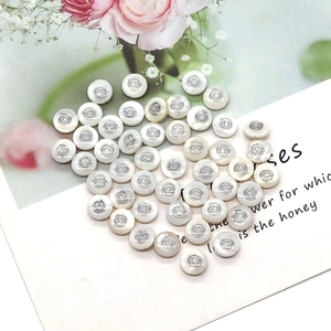 Natural white freshwater shell beads with silver @ symbol for DIY jewelry making