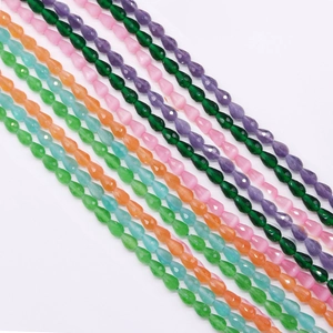 Natural Stone Faceted Teardrop Loose Beads Cat Eye Effect Crystal Beads For DIY Necklace Bracelet Jewelry Making Accessories Supplies