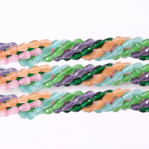 Faceted teardrop cat eye stone beads in multi-color mix for DIY jewelry making