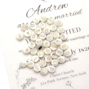 Natural white freshwater shell beads with gold owl patterns for DIY jewelry making
