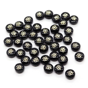 Natural Black Freshwater Shell Round Beads Gold Pattern Printed Loose Beads For DIY Necklace Bracelet Jewelry Making