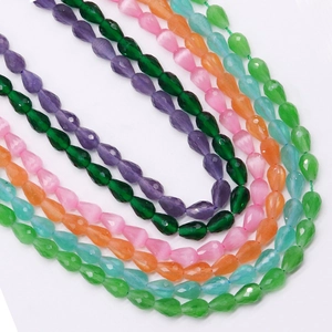 Faceted teardrop natural stone beads in vibrant colors for DIY necklace making