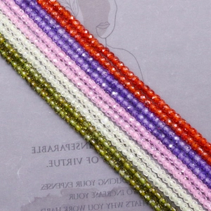 Perles rondes à facettes en zircon coloré pour bijoux DIY avec coupe géométrique nette