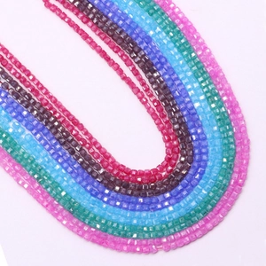 Strands of colorful cubic natural stone beads for DIY jewelry with polished facets