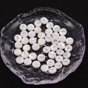Natural white freshwater shell beads with golden dollar sign for DIY jewelry making